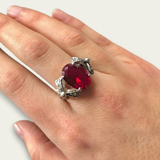 Ruby Statement Ring - Red Ribbon Ring - Solitaire Ruby Ring