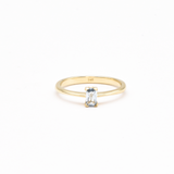 Blue Baguette Gold Ring - Solid 14k Gold Ring - Classy Real Topaz Ring