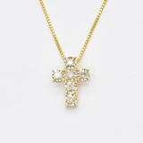 Real Diamond Cross Pendant - Solid 14k Real Gold Diamond Pendant - Dainty Cross Gold Necklace