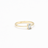 Blue Baguette Gold Ring - Solid 14k Gold Ring - Classy Real Topaz Ring