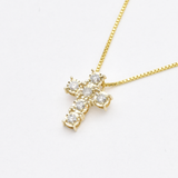 Real Diamond Cross Pendant - Solid 14k Real Gold Diamond Pendant - Dainty Cross Gold Necklace