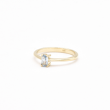 Blue Baguette Gold Ring - Solid 14k Gold Ring - Classy Real Topaz Ring