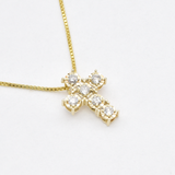 Real Diamond Cross Pendant - Solid 14k Real Gold Diamond Pendant - Dainty Cross Gold Necklace