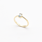 Blue Baguette Gold Ring - Solid 14k Gold Ring - Classy Real Topaz Ring