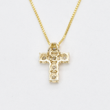 Real Diamond Cross Pendant - Solid 14k Real Gold Diamond Pendant - Dainty Cross Gold Necklace