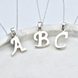 Silver Letter Pendant - Initial Letter Charm - Personalized Letter Necklace