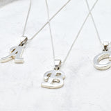 Silver Letter Pendant - Initial Letter Charm - Personalized Letter Necklace