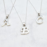 Silver Letter Pendant - Initial Letter Charm - Personalized Letter Necklace