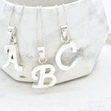 Silver Letter Pendant - Initial Letter Charm - Personalized Letter Necklace