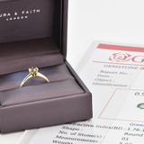 Certified Green Sapphire Ring - Real Solid 14k Gold Ring - Solitaire Sapphire Gold Ring