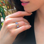 Amethyst, Citrine, and Topaz ring in sleek silver with radiant hues