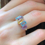 Amethyst, Citrine, and Topaz ring styled for colorful contemporary jewelry