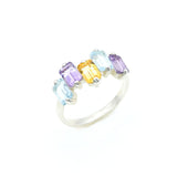 Amethyst, Citrine, and Topaz ring bringing harmony and positive energy