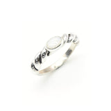 White Opal bezel ring with a twisted style band in solid 925 sterling silver, offering soothing energy and emotional balance, perfect as an October birthstone gift for birthdays, engagements, anniversaries, or meaningful celebrations.