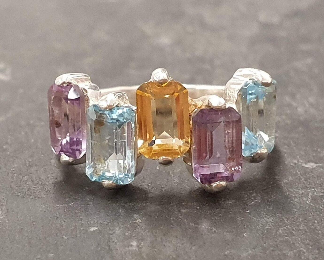 Amethyst, Citrine, and Topaz ring crafted for thoughtful gifting moments