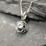 Blue Topaz necklace with vintage rose design for romantic styling