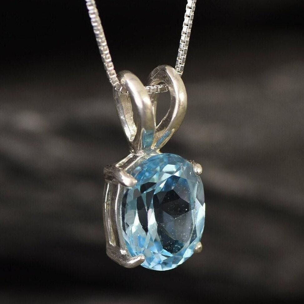 Blue Topaz necklace from Brazil, offering cool tone and sophistication