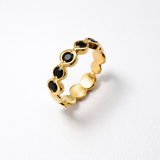 Genuine Onyx Ring - Black Half Eternity Band - July & August Birthstone Ring