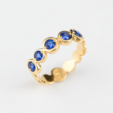 Royal Blue Sapphire Bubble Ring - 18k Gold Vermeil Eternity Band - September Birthstone Ring