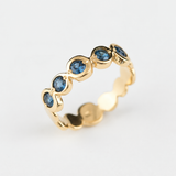 Gold Aquamarine Ring - Blue Eternity Ring - March Birthstone Ring
