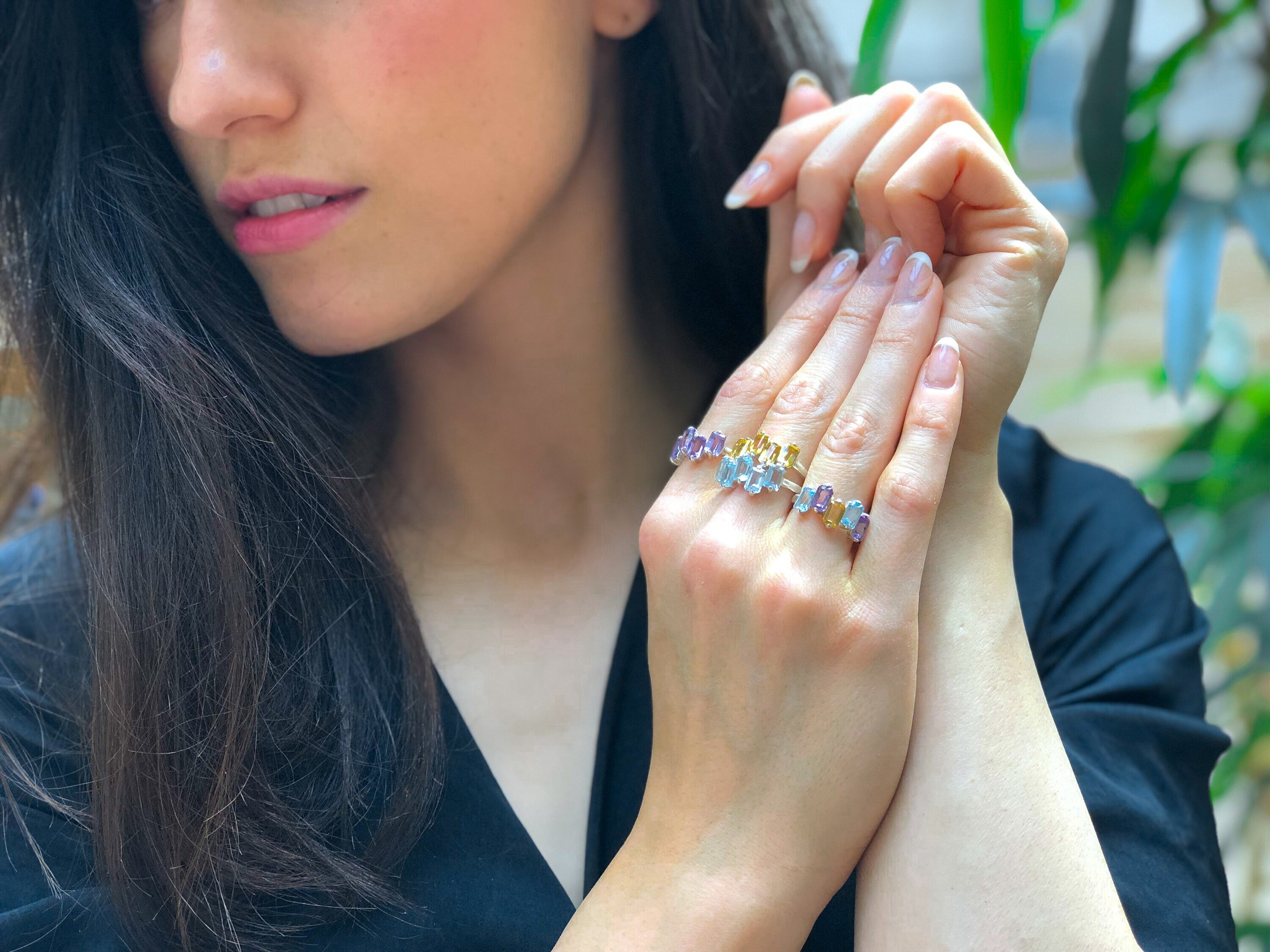 Amethyst, Citrine, and Topaz ring for bold yet elegant styling