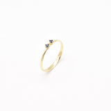 Genuine Blue Diamond Ring - Solid 14k Gold Ring - Blue Two Stone Ring