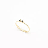 Genuine Blue Diamond Ring - Solid 14k Gold Ring - Blue Two Stone Ring