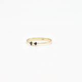 Genuine Blue Diamond Ring - Solid 14k Gold Ring - Blue Two Stone Ring