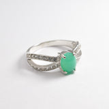 Elegant Chrysoprase Ring - Green Promise Ring - Vintage Split Shank Ring