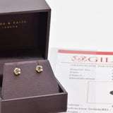 Certified Sapphire Earrings - Solid 14k Gold Sapphire Studs - Dainty Flower Gold Earrings