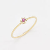 Certified Real Ruby Ring - Solid 14k Gold Ruby Ring - Dainty Solitaire Gold Ring