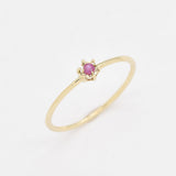 Certified Real Ruby Ring - Solid 14k Gold Ruby Ring - Dainty Solitaire Gold Ring