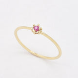 Certified Real Ruby Ring - Solid 14k Gold Ruby Ring - Dainty Solitaire Gold Ring