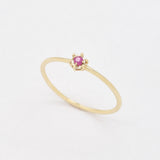 Certified Real Ruby Ring - Solid 14k Gold Ruby Ring - Dainty Solitaire Gold Ring