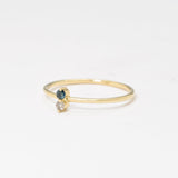 Diamond Gold Ring - Genuine Blue Diamond Ring - Solid Gold Ring