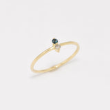 Diamond Gold Ring - Genuine Blue Diamond Ring - Solid Gold Ring