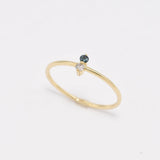 Diamond Gold Ring - Genuine Blue Diamond Ring - Solid Gold Ring
