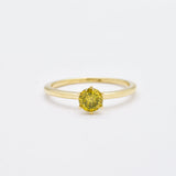 Real Diamond Gold Ring - Certified Yellow Diamond Ring - Real Solid 14k Gold Ring