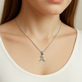 White Gold Letter Pendant - Initial Letter Charm - Personalized Letter Necklace
