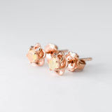 Rose Gold Opal Studs - Genuine Opal Earrings - Dainty Flower Studs
