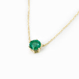 Certified Gold Emerald Necklace - Genuine Emerald Necklace - Solid 14k Gold Necklace