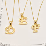 Gold Letter Pendant - Initial Letter Charm - Personalized Letter Necklace