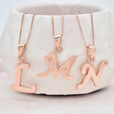 Rose Gold Letter Pendant - Initial Letter Charm - Personalized Letter Necklace