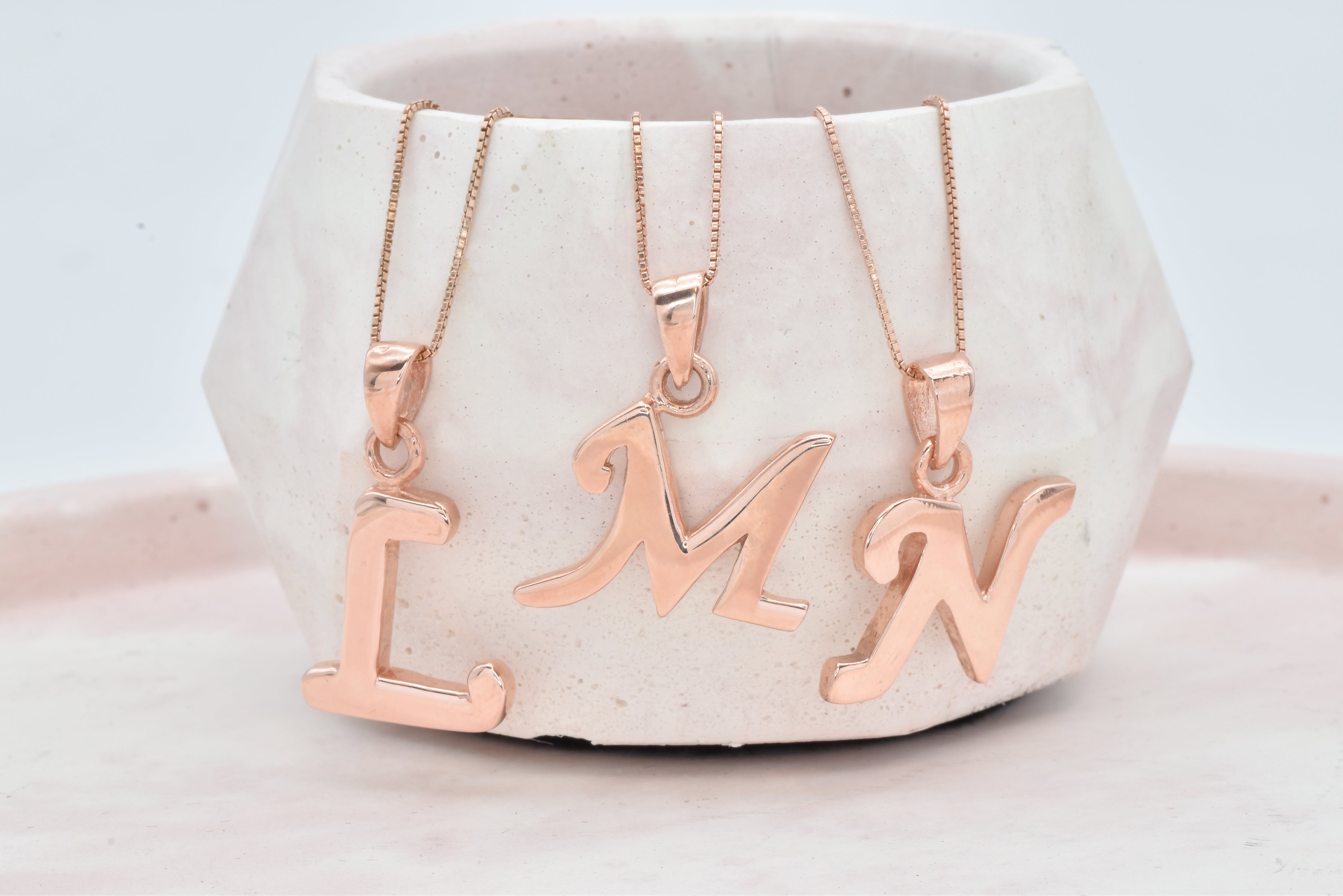 Rose Gold Letter Pendant, Rose Gold Initial Pendant, Letter Pendant, Initial Pendant, Letter Necklace, Initial Necklace,Gift For Her