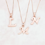 Rose Gold Letter Pendant - Initial Letter Charm - Personalized Letter Necklace