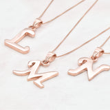 Rose Gold Letter Pendant - Initial Letter Charm - Personalized Letter Necklace