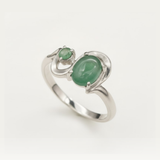 Two Stone Emerald Gold Ring - Statement Emerald Ring - Natural Emerald Ring