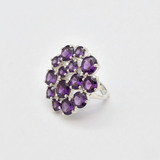 Statement Amethyst Ring - Cluster Ring - Purple Flower Ring