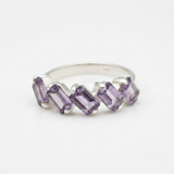Amethyst Baguette Ring - Purple Gemstone Ring - February Birthstone Ring