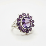 Amethyst Flower Ring - Statement Amethyst Ring - Purple Flower Ring